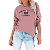 Rose Apothecary Casual Letter Round Neck Long Sleeve Sweater Loose Fashion Bottomed Coat Top Female
