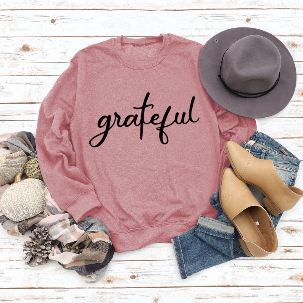 Grateful Letters Fashion Fall and Winter Bottoming Long-sleeved Printed Round Neck Sweater