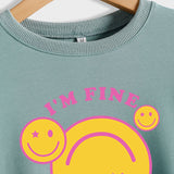I'M FINE Smiley Letter Print New Long-sleeved Women's Sweater