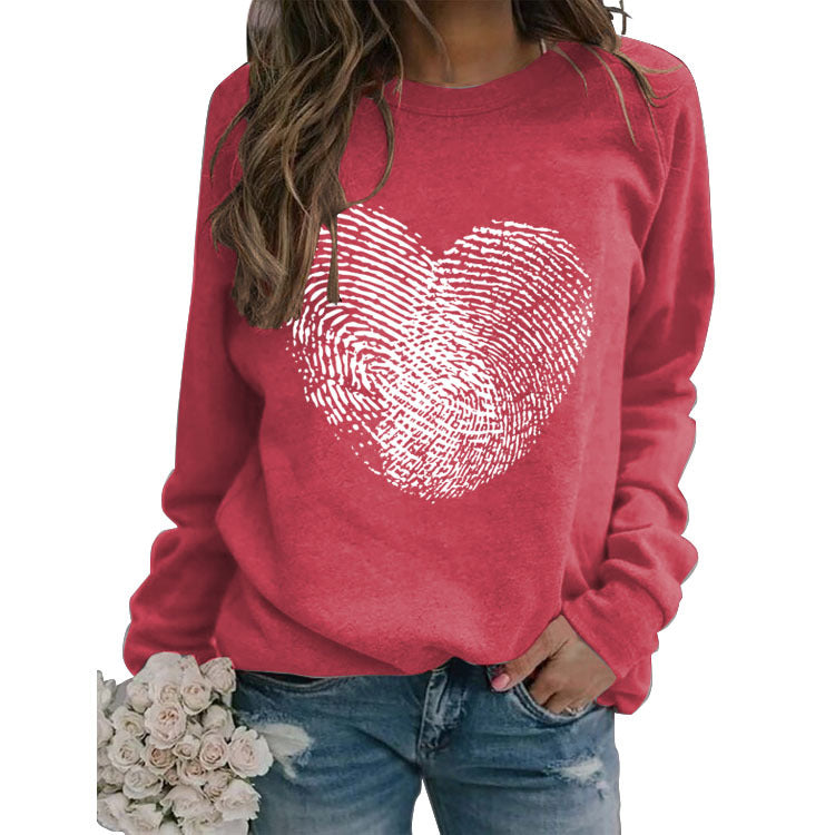 Loose Valentine's Day Women's Love Heart Print Sweatshirt
