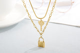 Key and Lock Pendant Necklace Stainless Steel Jewelry for Women