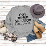Long Sleeve T-shirt MOM GRANDMA GREAT LETTERS AW OVERSIZE SWEATER