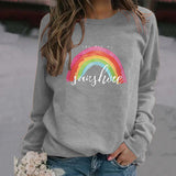 You Are My Sunshine Rainbow Letter Print Sweater for Women