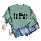 Be Kind Finger Fist Letters Loose Autumn and Winter Bottoms Long Sleeve Large Size Sweater Women