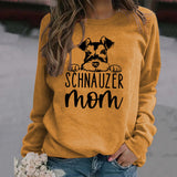 SCHNAUZER MOM Round Neck Letter Women's Sweatshirt Print Loose Long Sleeve