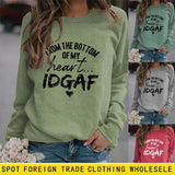 From The Bottom Letters Round Neck Women's Tops Long-sleeved Printed Loose Sweatshirt