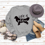 Life Is Golden Round Neck Letter Loose Long Sleeve Large Sweater