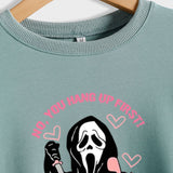 NO YOU HANG UP FIRST Heart Letter Print Women's Sweatshirt Round Neck Long Sleeve