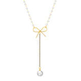 Girl's Heart Bow Necklace with Pearl Pendant Choker Necklace