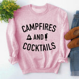 Autumn and winter new women's campfires and cocktails letter printed sweater