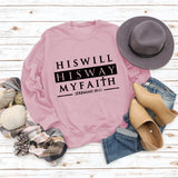 HISWILL Letters Round Neck Women Long-sleeved Loose Printed Sweatshirt