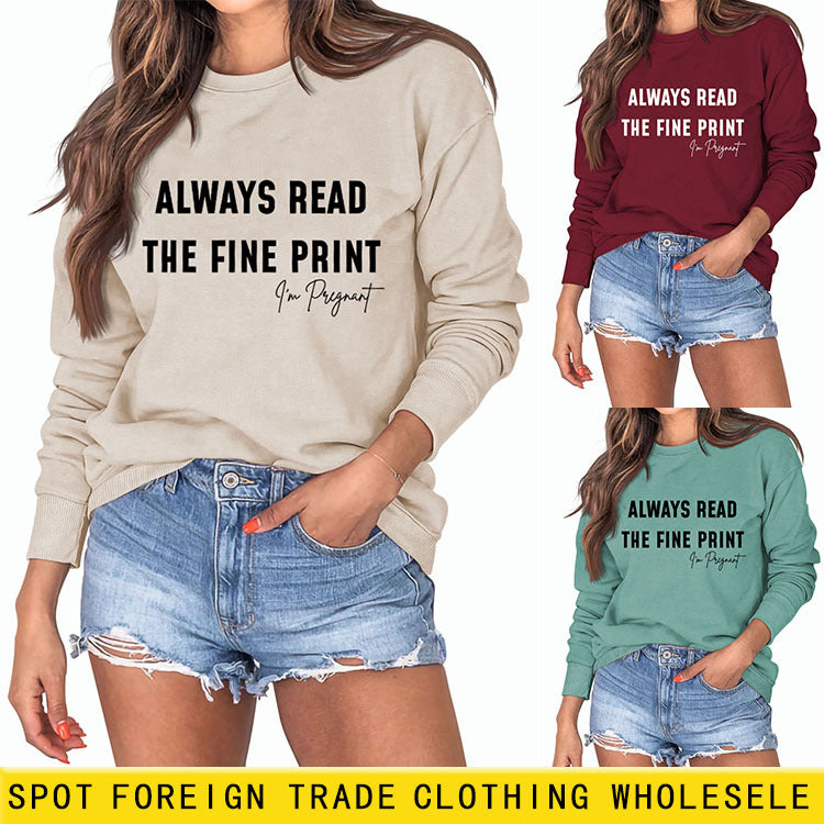 Always Read Women's Crewneck Long-sleeved Sweatshirts Carefully