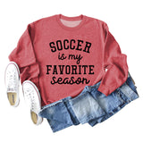 SOCCER IS MY FAVORITE Letters Round Neck Long-sleeved Sweater for Women