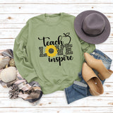 Coach Love Inspire Sunflower Letter Printing Long Sleeve Round Neck Sweatshirt Women