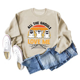 ALL THE GHOULS LOVE ME LETTERS PRINT WOMEN'S LONG SLEEVE OVERSIZE SWEATSHIRT