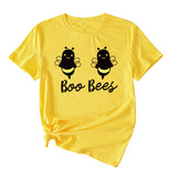 Womens Boo Bees Cute Pattern Printed Round Neck Short Sleeve T-shirt