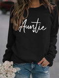 Round Neck Fashion Letter Women's Top Long Sleeve Auntie Printed Loose Sweater