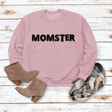 MOMSTER Printed Loose Round Neck Tops Long Sleeve Round Neck Sweatshirt