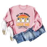ALL THE GHOULS LOVE ME LETTERS PRINT WOMEN'S LONG SLEEVE OVERSIZE SWEATSHIRT