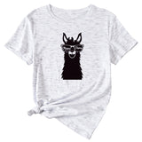 MAMA Llama Fun Graphic Print Women's Casual Crewneck Short Sleeve T-Shirt