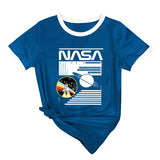 NASA Alphabet Fashion Ladies Loose Printed Short Sleeve T-Shirt